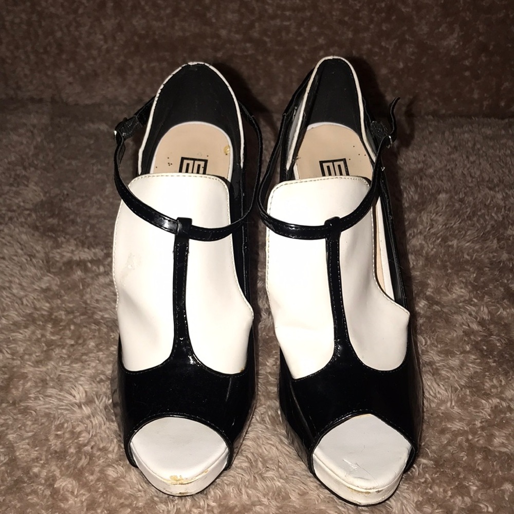 Black and white heels
